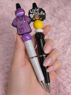 Nurse Beaded Pens Set | Livin My Best Life Pen | Handmade Cute Pens